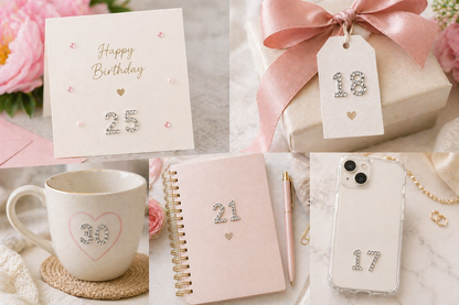 Rhinestone Number Stickers – Self Adhesive Crystal Bling Numbers (0–9) - 50 PCS