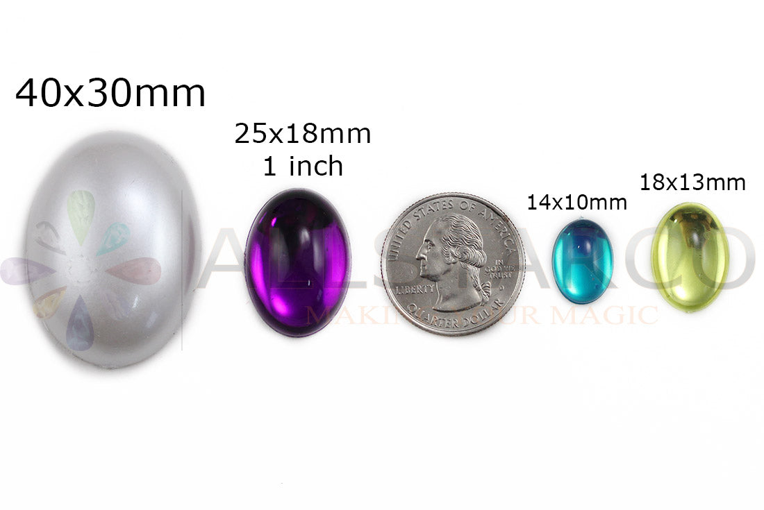 size chart comparison reference chart next to quarter coin oval cabochons flat back acrylic gems plastic rhinestones for craft gemstones body jewels face skin cabochons embellishments cosplay prop making jewelry making party diy crafts costume making scrapbooking high quality allstarco décor stones larp events film making card making crafting school kids fun creative