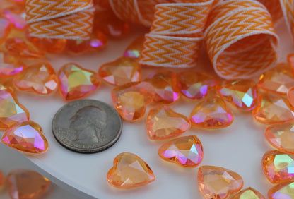 orange peach champaign ab heart acrylic diamonds wedding plastic décor gems confetti table scatter aquarium jewels stones iridescent party stones special occasions bridal showers sparkling decorations  vase fillers centerpieces dazzle accent floral arrangements point back gemstones allstarco diy crafts crafting