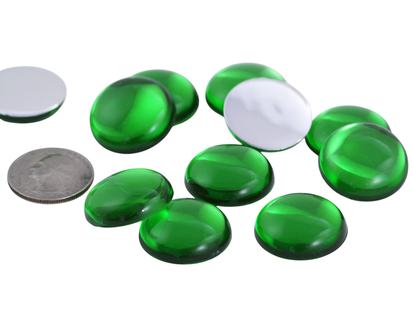 Green Peridot H120 Round Flat Back Cabochons - 25mm - 12 Pieces