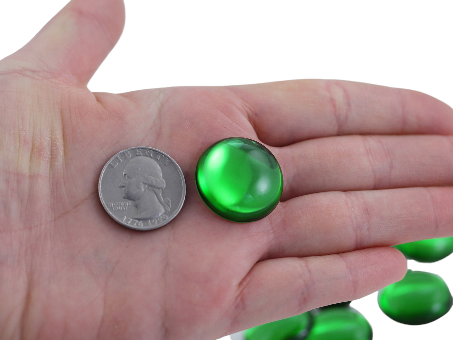 Green Peridot H120 Round Flat Back Cabochons - 25mm - 12 Pieces