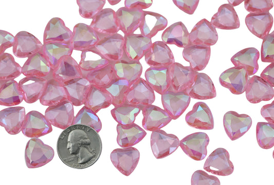 pink rose ab heart acrylic diamonds wedding plastic décor gems confetti table scatter aquarium jewels stones iridescent party stones special occasions bridal showers sparkling decorations  vase fillers centerpieces dazzle accent floral arrangements point back gemstones allstarco diy crafts crafting