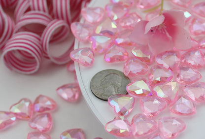 pink rose ab heart acrylic diamonds wedding plastic décor gems confetti table scatter aquarium jewels stones iridescent party stones special occasions bridal showers sparkling decorations  vase fillers centerpieces dazzle accent floral arrangements point back gemstones allstarco diy crafts crafting