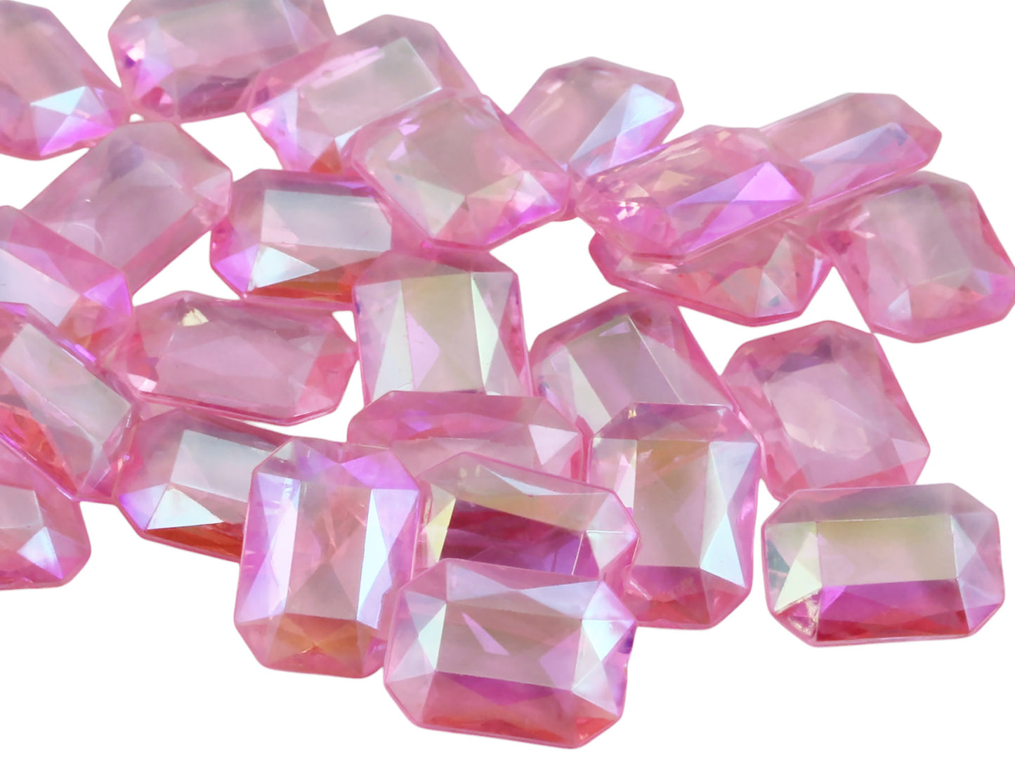 Pink AB Acrylic Octagon Shaped Diamonds - 13x18mm - 100 Pieces