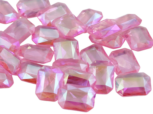 Pink AB Acrylic Octagon Shaped Diamonds - 13x18mm - 100 Pieces