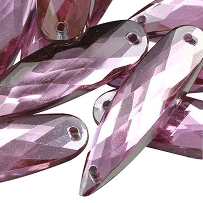 Pierres précieuses à coudre en forme de larme allongée rose clair - 28x8mm - 30 pièces