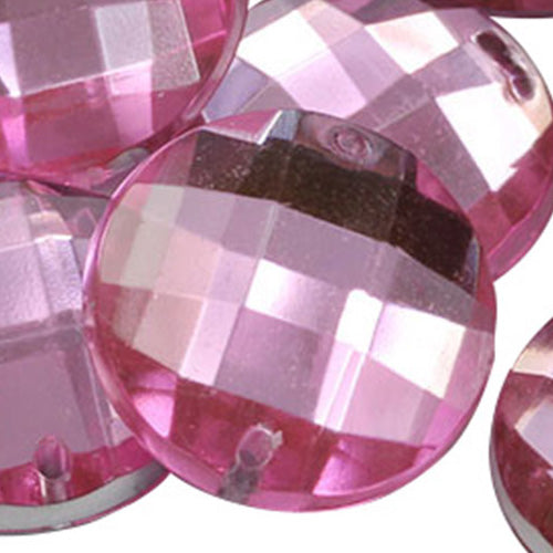 light pink rose sew on round flat back acrylic gems jewels gemstones sewing embellishments garment making diy craft costume making