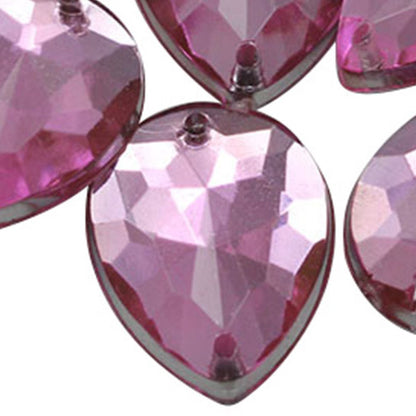 Pink Light Rose Teardrop Sew On Gems - 18x13mm - 50 Pieces