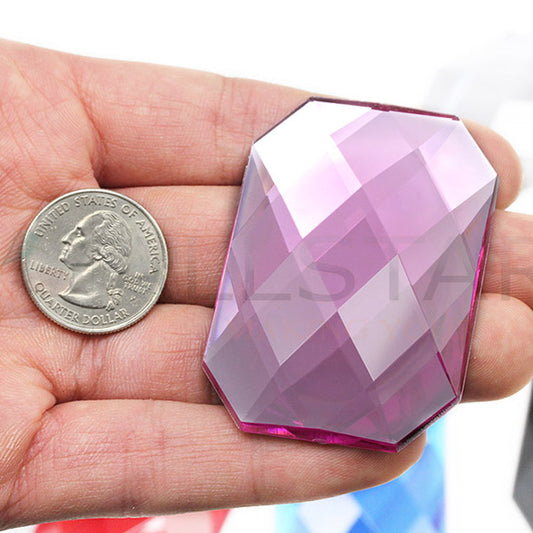 pink rose extra large stick on octagon gems plastic sticky jewels self adhesive rhinestones big gemstones huge stones acrylic cabochons for cosplay prop making steven universe diy craft furniture embellishments display merchandising windows décor walls theater decoration film making lead free with glue peel and stick stickon allstarco