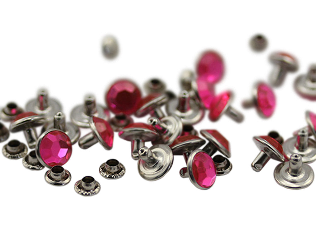 pink hot acrylic rhinestone rivets for garment embellishments diy craft purses handbags bracelets leathercraft punch hole belts motorcycle gear buckles pet collars