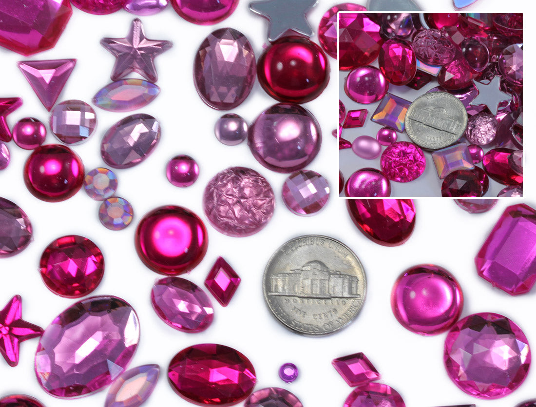 Allstarco Amazing Pink Mix Rhinestones - Flat-Back Acrylic Gems for ...