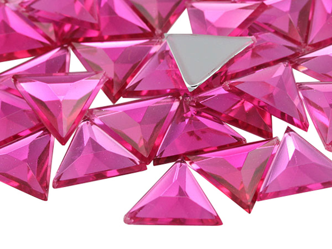 pink hot triangle flat back acrylic gems plastic rhinestones for craft gemstones body jewels face skin cabochons embellishments cosplay prop making jewelry making party diy crafts costume making scrapbooking high quality allstarco décor stones larp events film making