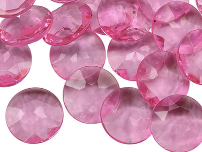 pink rose round acrylic pointed back point back gems treasure jewels plastic gemstones for games parties pirate bounty hunt stones for treasure chests party favors center pieces table scatters theatrical swashbuckler jewels props larp easter egg hunt allstarco