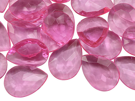 pink rose teardrop pear acrylic pointed back point back gems treasure jewels plastic gemstones for games parties pirate bounty hunt stones for treasure chests party favors center pieces table scatters theatrical swashbuckler jewels props larp easter egg hunt allstarco