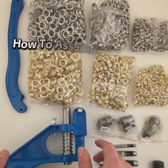 allstarco's gu50 grommet kit how to use tutorial application on leather fabric cartons tarps etc diy craft kit gift christmas love it amazon hand press small business supply hardware silver gold grommets leathercraft jewelry making fashion designer too;