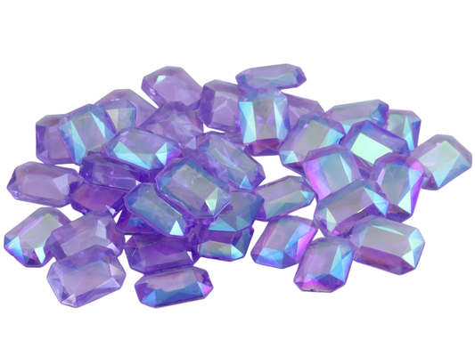 Purple Lilac AB Acrylic Octagon Shaped Diamonds - 13x18mm - 100 Pieces
