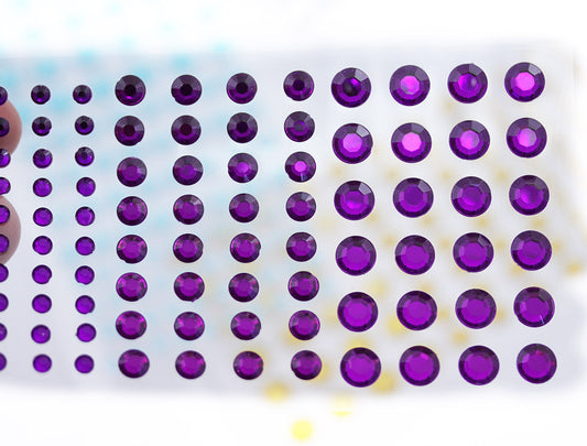 purple amethyst  3 sizes 4mm 6mm 8mm round sticky rhinestones stick on gems self adhesive jewels lead free  face stones party cosplay face gemstones rhinestones card making invitations body jewels skin phone craft embellishments with glue sparkle crafting scrapbooking diy peel and stick halloween birthday wedding shinny allstarco plastic sticky back jewels stickon stick-on rave jewels diy flat back