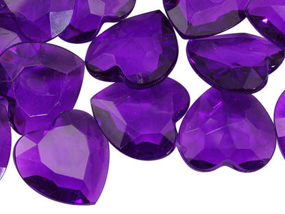 purple amethyst heart valentine's day love acrylic pointed back point back gems treasure jewels plastic gemstones for games parties pirate bounty hunt stones for treasure chests party favors center pieces table scatters theatrical swashbuckler jewels props larp easter egg hunt allstarco