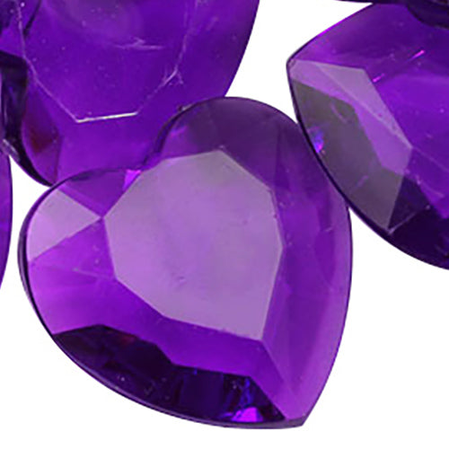 purple amethyst heart valentine's day love acrylic pointed back point back gems treasure jewels plastic gemstones for games parties pirate bounty hunt stones for treasure chests party favors center pieces table scatters theatrical swashbuckler jewels props larp easter egg hunt allstarco