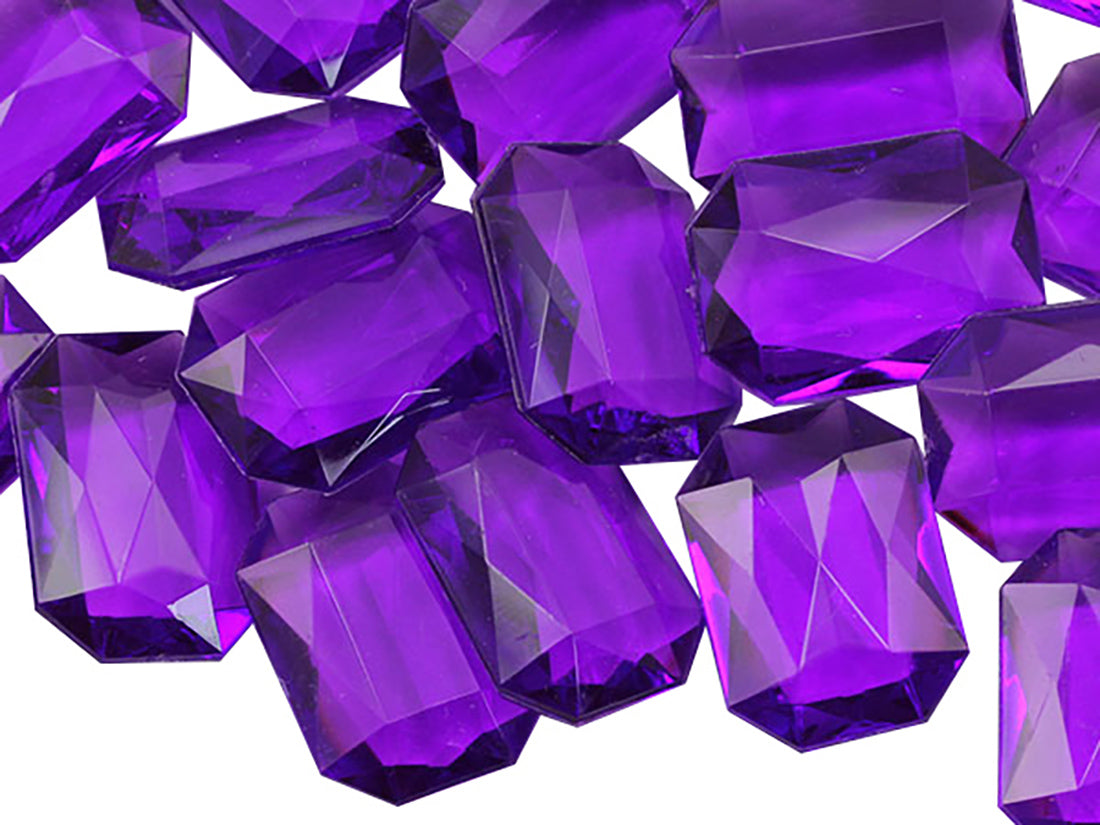 purple amethyst octagon acrylic pointed back point back gems treasure jewels plastic gemstones for games parties pirate bounty hunt stones for treasure chests party favors center pieces table scatters theatrical swashbuckler jewels props larp easter egg hunt allstarco