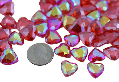 red ruby ab heart acrylic diamonds wedding plastic décor gems confetti table scatter aquarium jewels stones iridescent party stones special occasions bridal showers sparkling decorations  vase fillers centerpieces dazzle accent floral arrangements point back gemstones allstarco diy crafts crafting