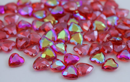 red ruby ab heart acrylic diamonds wedding plastic décor gems confetti table scatter aquarium jewels stones iridescent party stones special occasions bridal showers sparkling decorations  vase fillers centerpieces dazzle accent floral arrangements point back gemstones allstarco diy crafts crafting