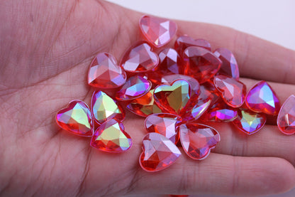 red ruby ab heart acrylic diamonds wedding plastic décor gems confetti table scatter aquarium jewels stones iridescent party stones special occasions bridal showers sparkling decorations  vase fillers centerpieces dazzle accent floral arrangements point back gemstones allstarco diy crafts crafting