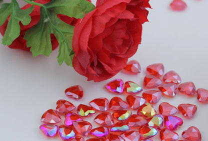 red ruby ab heart acrylic diamonds wedding plastic décor gems confetti table scatter aquarium jewels stones iridescent party stones special occasions bridal showers sparkling decorations  vase fillers centerpieces dazzle accent floral arrangements point back gemstones allstarco diy crafts crafting