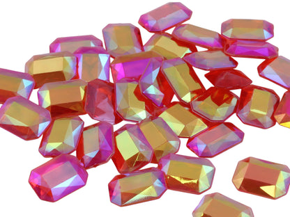 Red Ruby AB Acrylic Octagon Shaped Diamonds - 13x18mm - 100 Pieces