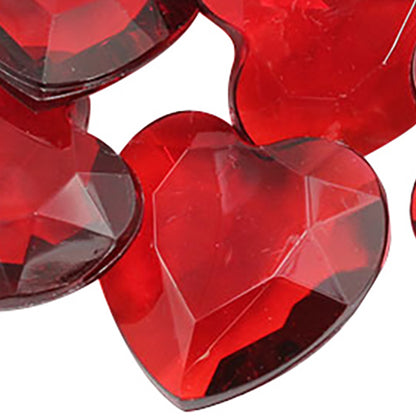 red ruby heart valentine's day love acrylic pointed back point back gems treasure jewels plastic gemstones for games parties pirate bounty hunt stones for treasure chests party favors center pieces table scatters theatrical swashbuckler jewels props larp easter egg hunt allstarco