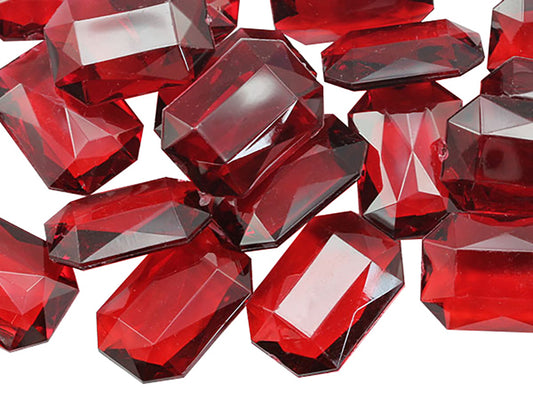 red ruby octagon acrylic pointed back point back gems treasure jewels plastic gemstones for games parties pirate bounty hunt stones for treasure chests party favors center pieces table scatters theatrical swashbuckler jewels props larp easter egg hunt allstarco