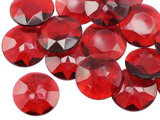 red ruby round acrylic pointed back point back gems treasure jewels plastic gemstones for games parties pirate bounty hunt stones for treasure chests party favors center pieces table scatters theatrical swashbuckler jewels props larp easter egg hunt allstarco