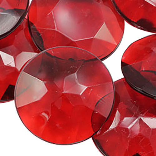 red ruby round acrylic pointed back point back gems treasure jewels plastic gemstones for games parties pirate bounty hunt stones for treasure chests party favors center pieces table scatters theatrical swashbuckler jewels props larp easter egg hunt allstarco