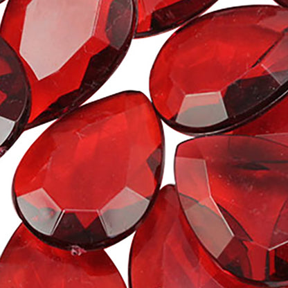 red ruby teardrop pear acrylic pointed back point back gems treasure jewels plastic gemstones for games parties pirate bounty hunt stones for treasure chests party favors center pieces table scatters theatrical swashbuckler jewels props larp easter egg hunt allstarco