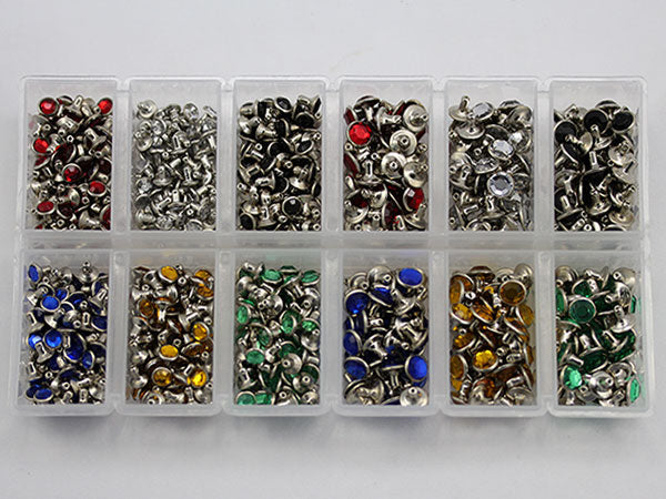 rhinestone rivets fasteners studs round stud setter gift christmas birthday artist creative daughter son girlfriend kit handpress hand press machine tool diy dies crafting garment making design designer gu50 non rusting brass decorative studs embellishments clothing making costume making diy crafts purses leathercraft leather work design allstarco handbags bracelets flipflops jackets denim cotton fabric decor embellish