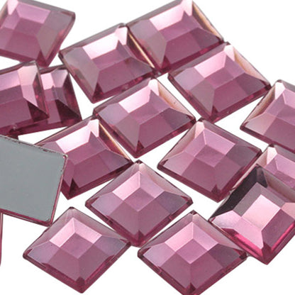 Pink Rose Flat Back Square Gems