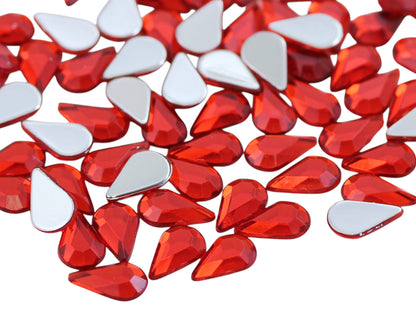 Roter Rubin Flache Rückseite Tropfen-Edelsteine