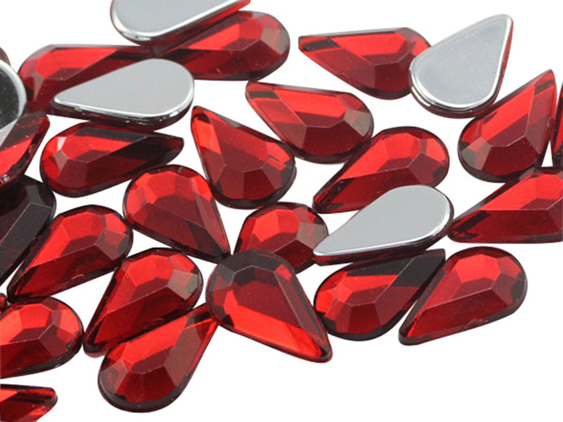 Red Ruby Flat Back Teardrop Gems