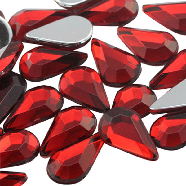 red ruby teardrop flat back acrylic gems pear tear drop plastic rhinestones for craft gemstones body jewels face skin cabochons embellishments cosplay prop making jewelry making party diy crafts costume making scrapbooking high quality allstarco décor stones larp events film making