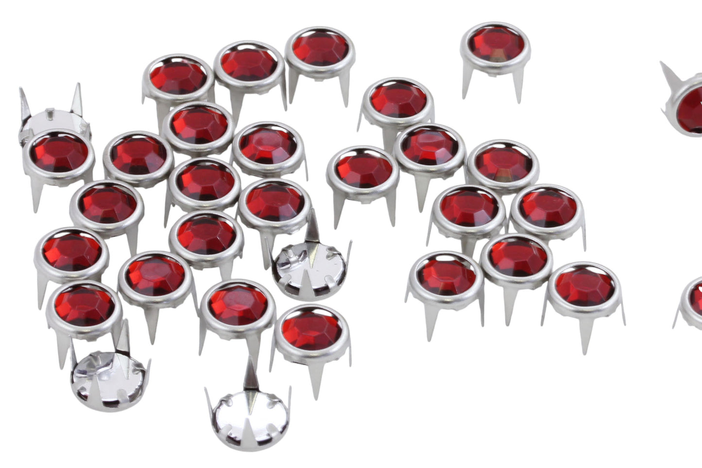 red ruby bedazzler rhinestones gemagic studs in silver settings bedazzle for garment embellishments elvis costume making diy craft clothing jeans tees denim with prongs 4 legs