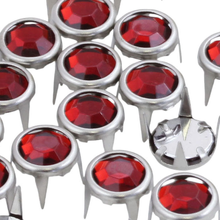 red ruby bedazzler rhinestones gemagic studs in silver settings bedazzle for garment embellishments elvis costume making diy craft clothing jeans tees denim with prongs 4 legs