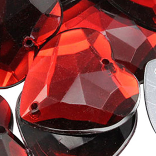 red ruby heart valetine's day love flat back sew on sewing beads craft gems plastic rhinestones acrylic gemstones jewels with holes for clothing embellishments costume making cosplay diy garment prop making dress jewels for fabric crystals allstarco
