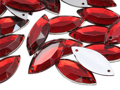 red ruby navette marquise horse eye flat back sew on sewing beads craft gems plastic rhinestones acrylic gemstones jewels with holes for clothing embellishments costume making cosplay diy garment prop making dress jewels for fabric crystals allstarco