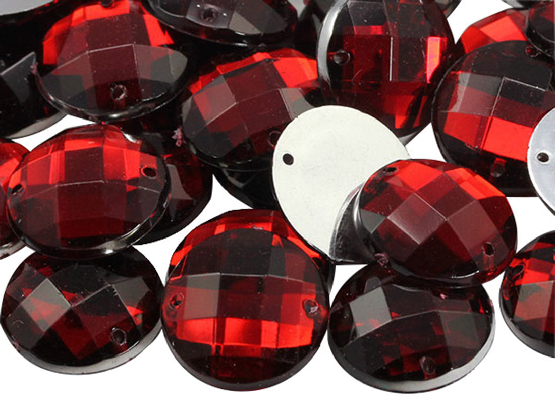 red ruby sew on round flat back acrylic gems jewels gemstones sewing embellishments garment making diy craft costume making