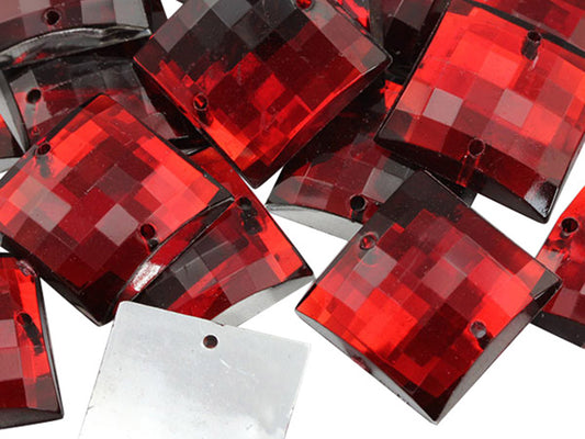 red ruby square flat back sew on sewing beads craft gems plastic rhinestones acrylic gemstones jewels with holes for clothing embellishments costume making cosplay diy garment prop making dress jewels for fabric crystals allstarco