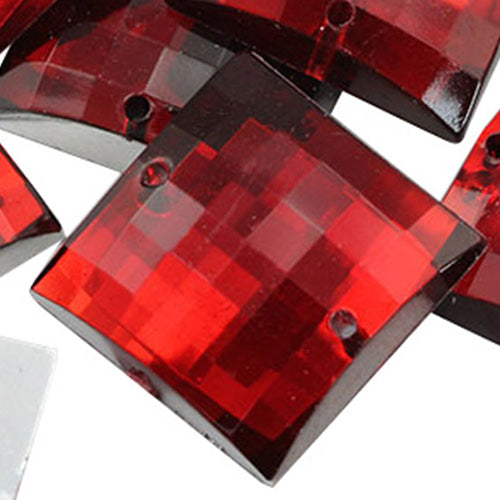 red ruby square flat back sew on sewing beads craft gems plastic rhinestones acrylic gemstones jewels with holes for clothing embellishments costume making cosplay diy garment prop making dress jewels for fabric crystals allstarco