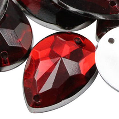 Red Ruby Teardrop Sew On Gems - 18x13mm - 50 Pieces