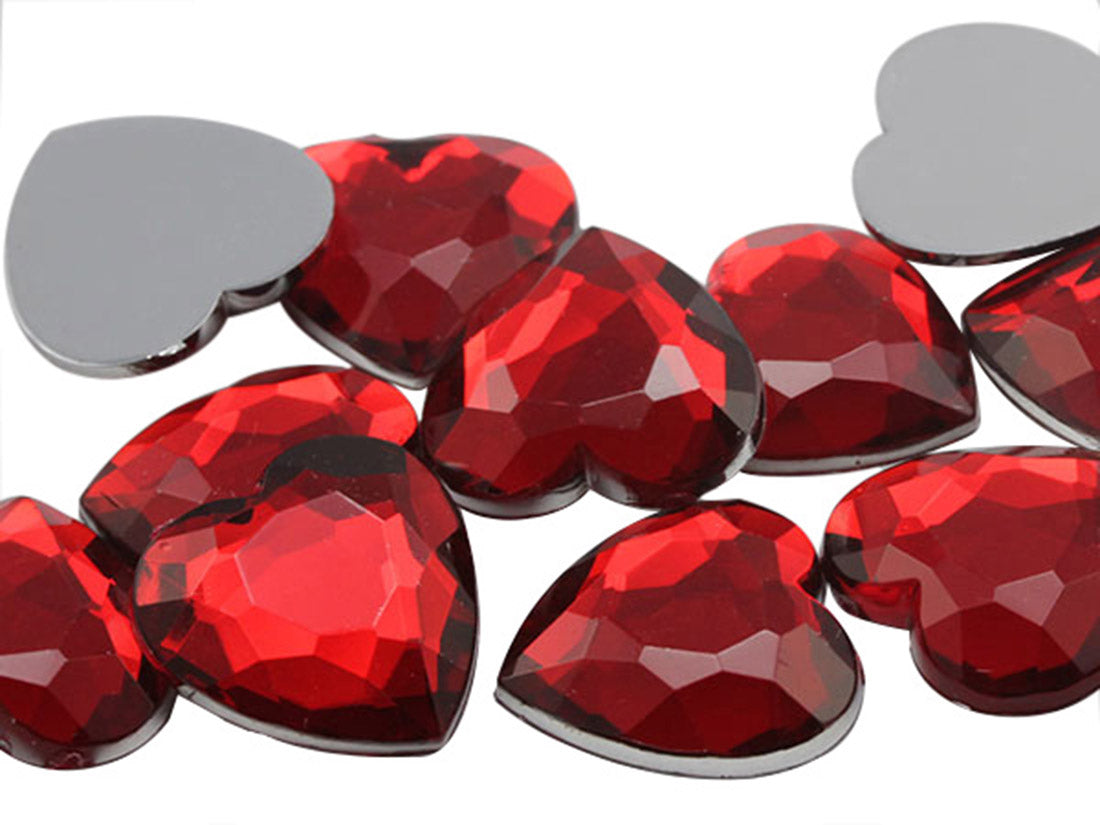 red ruby heart flat back acrylic gems valentine's day love gift girlfriend boyfriend mom dad family plastic rhinestones for craft gemstones body jewels face skin cabochons embellishments cosplay prop making jewelry making party diy crafts costume making scrapbooking high quality allstarco décor stones larp events film making