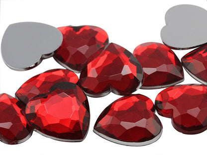 red ruby heart flat back acrylic gems valentine's day love gift girlfriend boyfriend mom dad family plastic rhinestones for craft gemstones body jewels face skin cabochons embellishments cosplay prop making jewelry making party diy crafts costume making scrapbooking high quality allstarco décor stones larp events film making