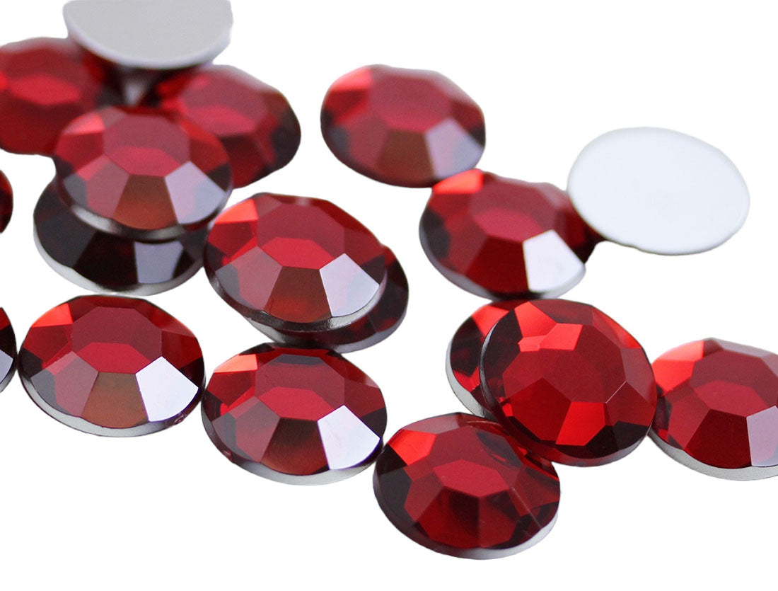 15mm & 20mm Red Ruby Flat Back Acrylic Rhinestones | Skin-Safe for Face ...